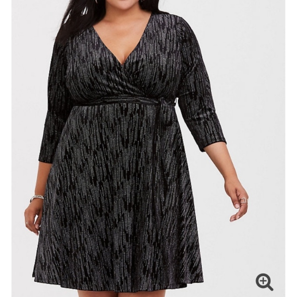 NWT Torrid Black Shine Velvet Wrap Dress